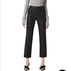 HUDSON JEANS NWOT Remi High-Rise Straight Cropped Jeans COATED HIGH SHINE BLACK